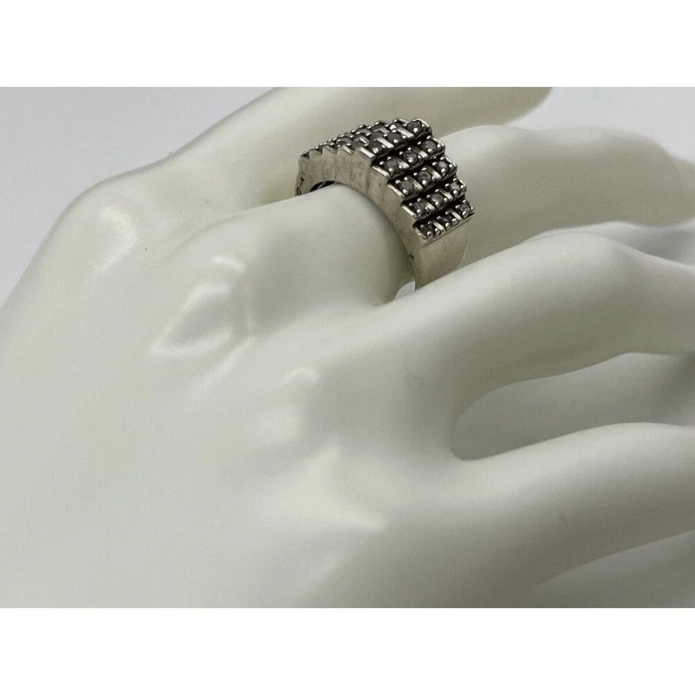 JWBR Sterling Silver & Diamond Tiered Cocktail Anniversary Open Back Ring Sz 8.5